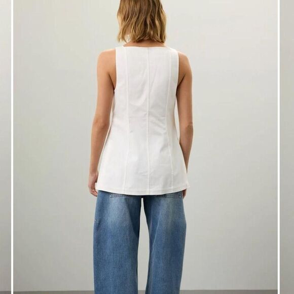 Tibi Chino Slit Front Sleeveless Tunic - Picture 2 of 8